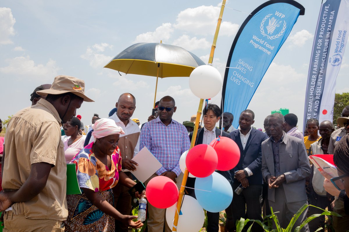 WFP_Zambia's tweet photo. 30 (20 women) smallholder farmers 👩🏽🌾 from the Hope Savings Group in Monze are beneficiaries of the #CropScope project.
Through the project they are championing climate-smart, data-driven farming – building resilience, driving innovation & demonstrating community ownership. https://t.co/jVSrpT98pE