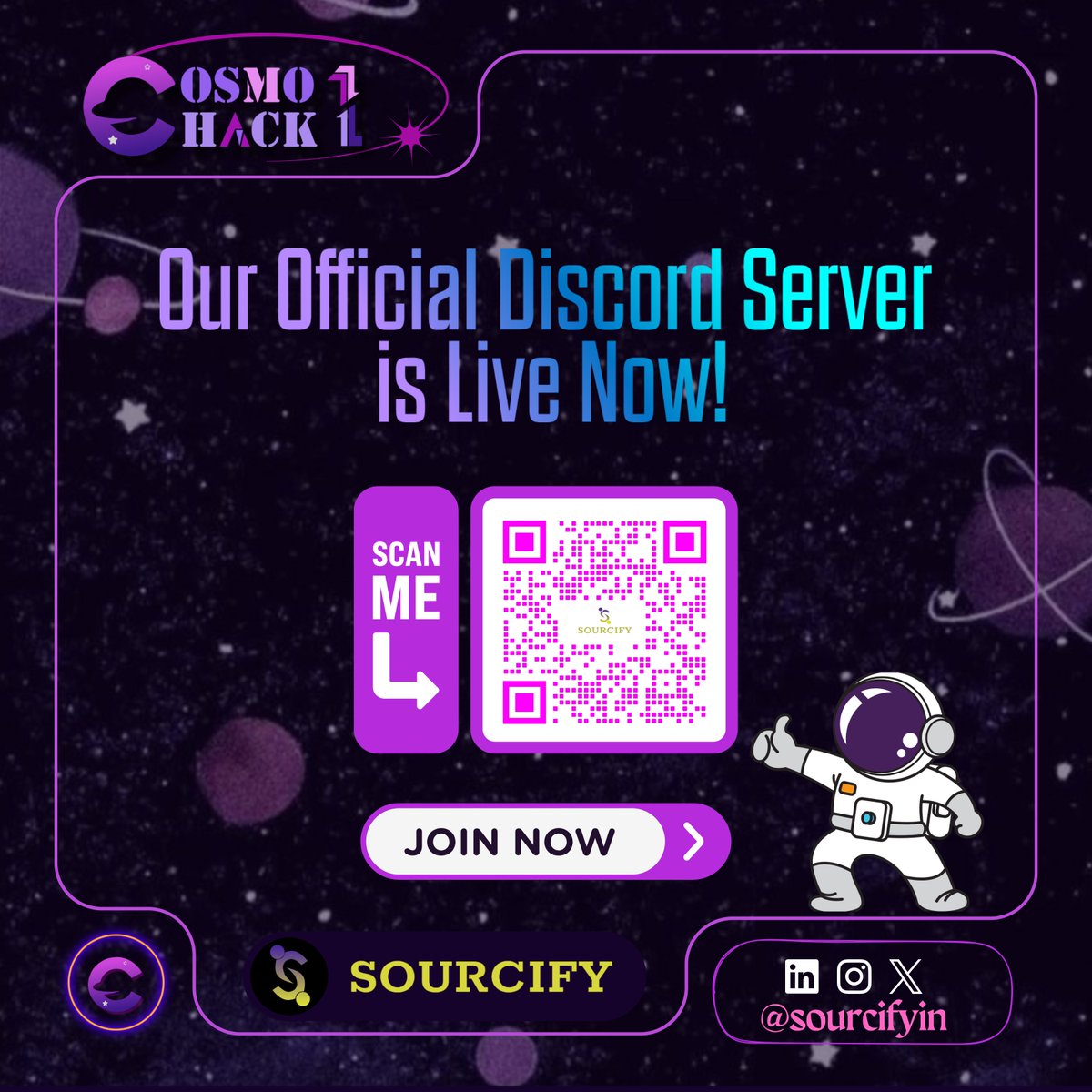 SourcifyIN's tweet image. The wait is over! 🚀 

Our CosmoHack1 Discord server is LIVE! 🎉 

Join the cosmic conversation, connect with fellow innovators, and get ready to hack the future! 💻

👉 Join Now: discord.gg/7RMS7Xm9s3

#CosmoHack1 #DiscordServer #CosmicCommunity #HackathonVibes #Sourcifyin
