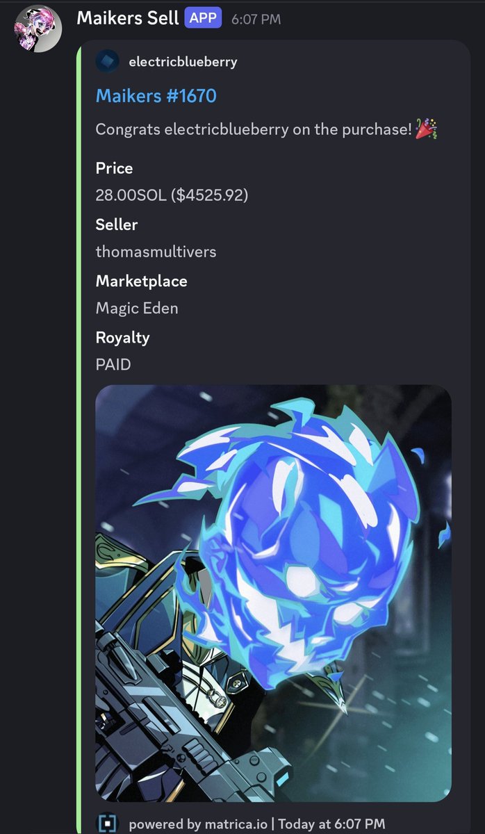 Man what a Buy, one of the greatest buys of this year. 28 Sols ($4525 USD) for the 1/1 Investor.

<a href="/TheMaikers/">maikers</a> is developing one the best technologies in the NFT space. TBH this sale is a discount if someone knows their true worth down the road. Congrats to the Buyer 🎉