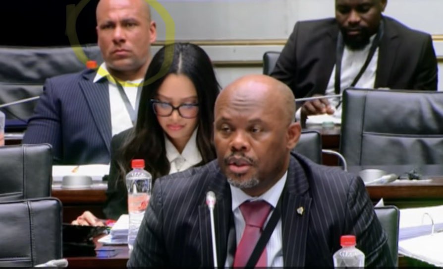 Sibiya is brazen. He was accompanied in Parliament by the same convicted criminal, Starnick Stuart James, whose Toyota bakkie he drives around in. He was acting as his bodyguard.