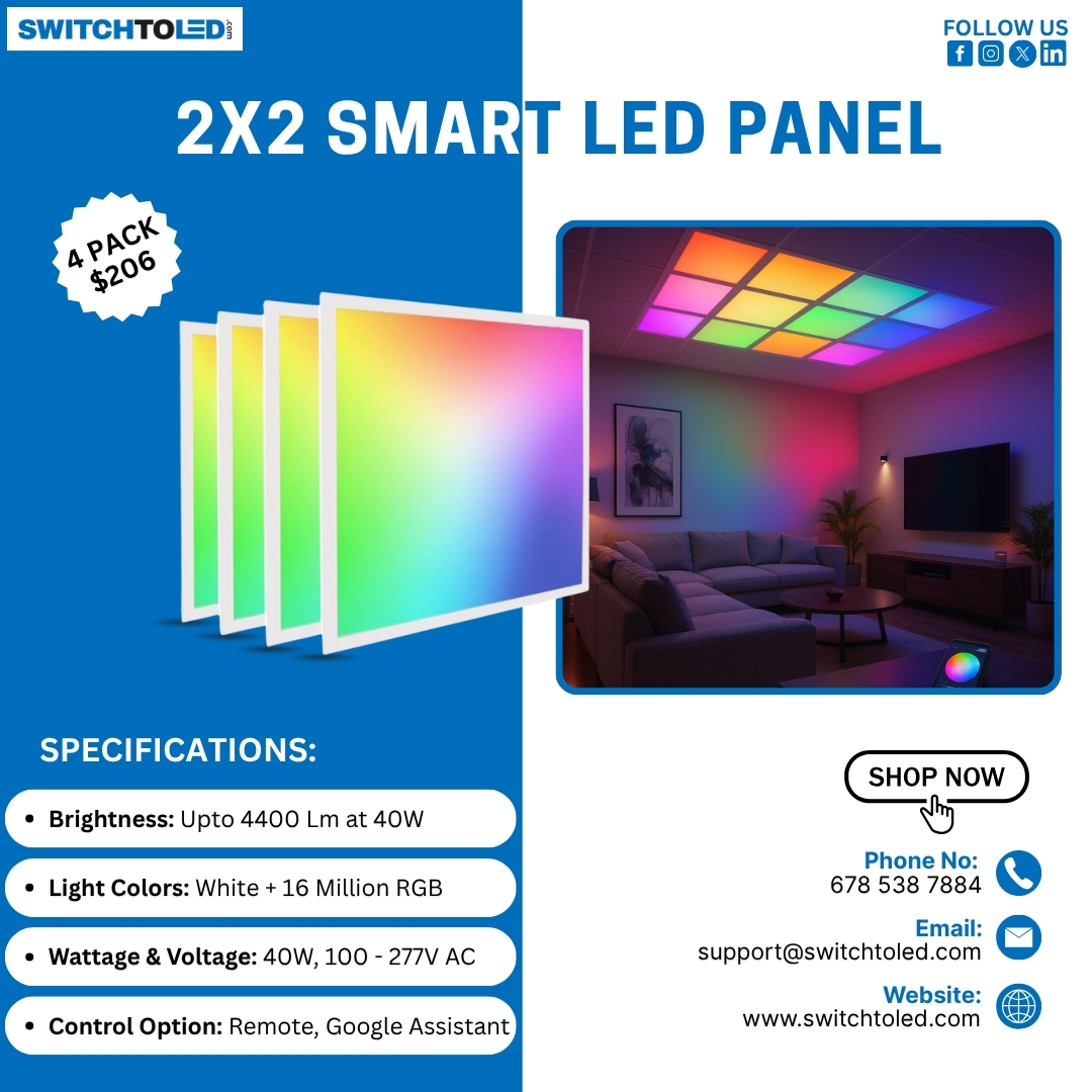 switchto_led's tweet image. Upgrade your lighting game 💡✨
The 2x2 Smart LED Panel (4-Pack) gives you 16M+ colors, 4400 lumens brightness, &amp;amp; Google Assistant control — all for just $206!
Shop now 👉 switchtoled.com/products/2x2-s…
#SmartLED #LightingTech #RGBLights #HomeUpgrade #SwitchToLED