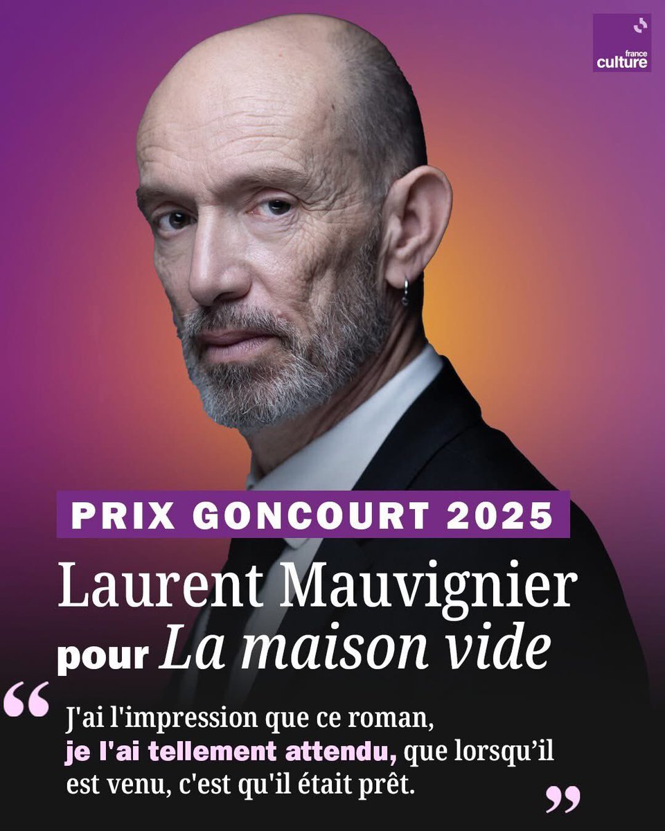 CafeDesMots's tweet photo. Le prix Goncourt 2025 récompense Laurent Mauvignier pour son roman "La maison vide" (Minuit).
#PrixGoncourt #cafedesmots https://t.co/coH7qD7bfE