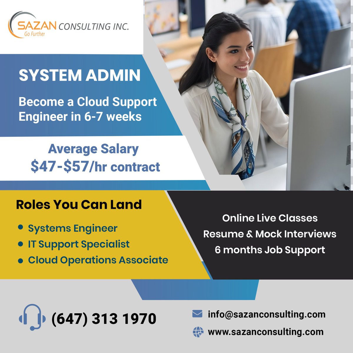 Sazanconsultin's tweet image. Kickstart your career in System Administration &amp;amp; AWS today!
📞 Call: 647-313-1970 Or
 ✉️ Email: info@sazanconsulting.com to learn more.
#ITCareer #systemadmin #careeropportunities #aws #awsjobs #sazanconsulting #canadaitjobs #careeropportunities #jobseekers #newcomerstocanada