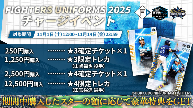 FIGHTERS UNIFORMS 2025 チャージイベント✨ ＼ 購入したスターの額に