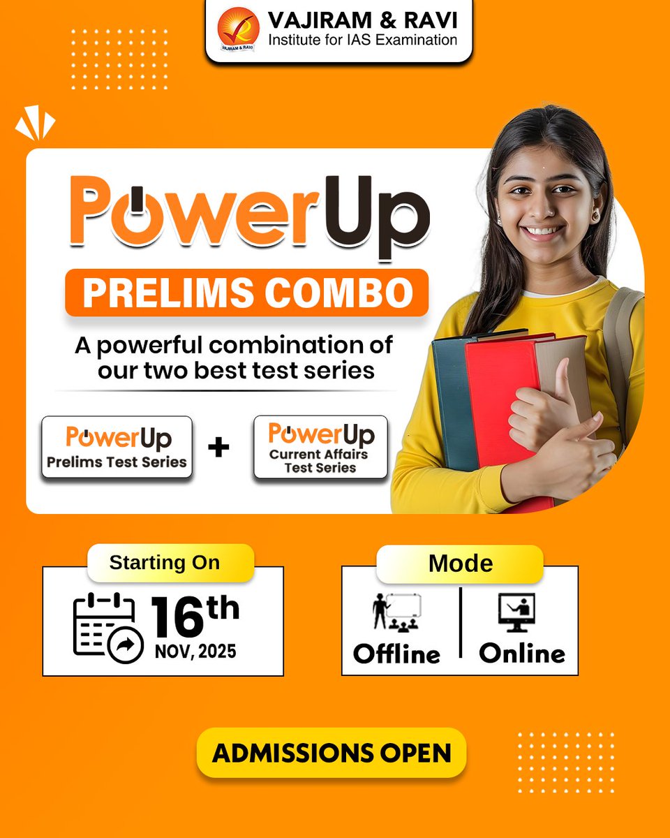 VajiramRavi's tweet image. 🚨 PowerUp Prelims COMBO 2026 🚨
To know more: docs.google.com/forms/d/e/1FAI…

🎯 PowerUp Prelims Test Series + PowerUp Current Affairs Test Series

#UPSCPrelims2025 #PrelimsTestSeries #PowerUpPrelims #UPSC2025 #IASPreparation #VajiramAndRavi #CurrentAffairsTestSeries #UPSCMotivation