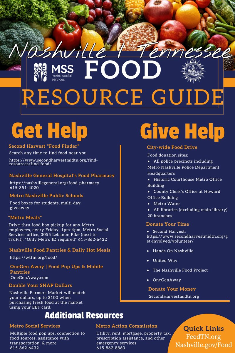 NashvilleMSS's tweet image. FOOD RESOURCE GUIDE: We&apos;ve put it all in one place for you so you don&apos;t have to call &amp;amp; ask around. See where to get food &amp;amp; how to help across MidTN. We&apos;re updating this as more comes available. Know someone we need to add? Tag below. #HopeAndHelp #FoodAccess