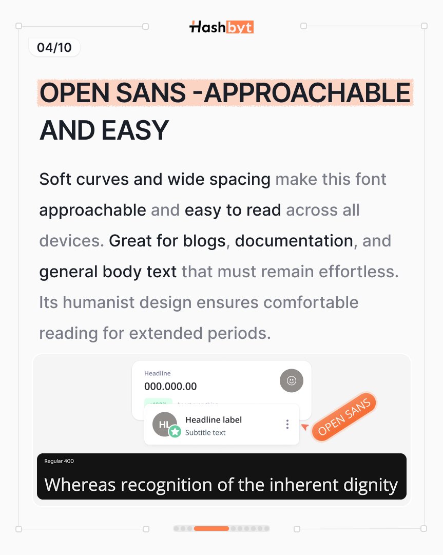 hashbyt's tweet image. Open Sans: approachable &amp;amp; easy. 
Ideal for blogs and docs makes long reads effortless.

#OpenSans #ContentDesign #Readability