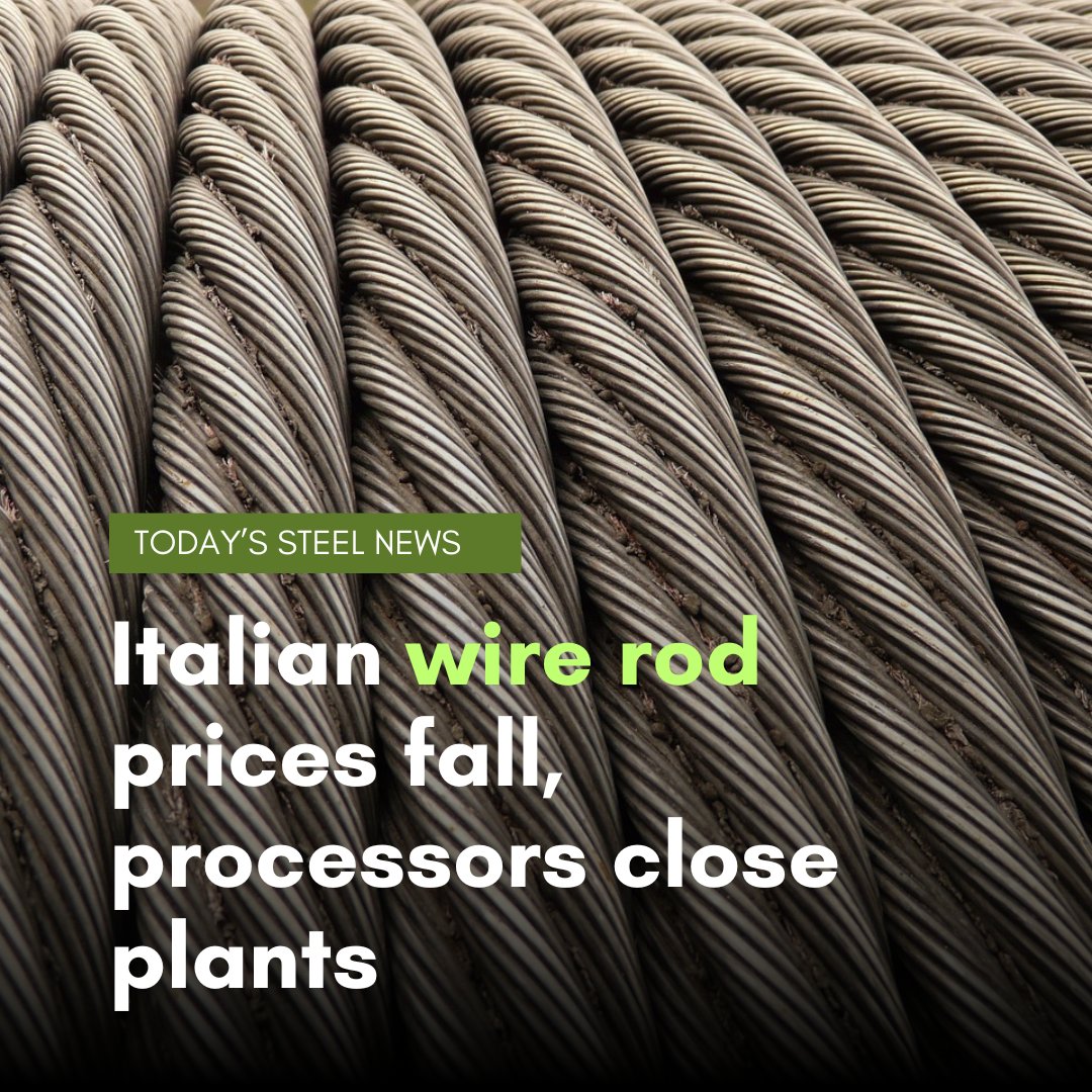 kallanish's tweet image. Italian #wirerod prices have declined by around €20/tonne ($23.26/t) compared to early October, due to weak end-user demand and the ongoing structural downturn affecting drawing mills, market sources tell Kallanish.

Read more: kallanish.com/en/news/steel/…