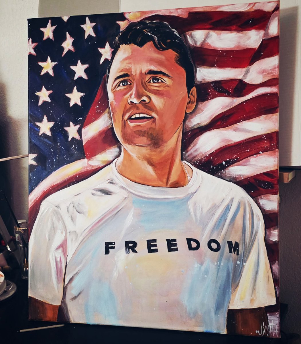 ArtistJSmith's tweet photo. A painting I made! #WeAreCharlieKirk https://t.co/c6SCDB7sTF
