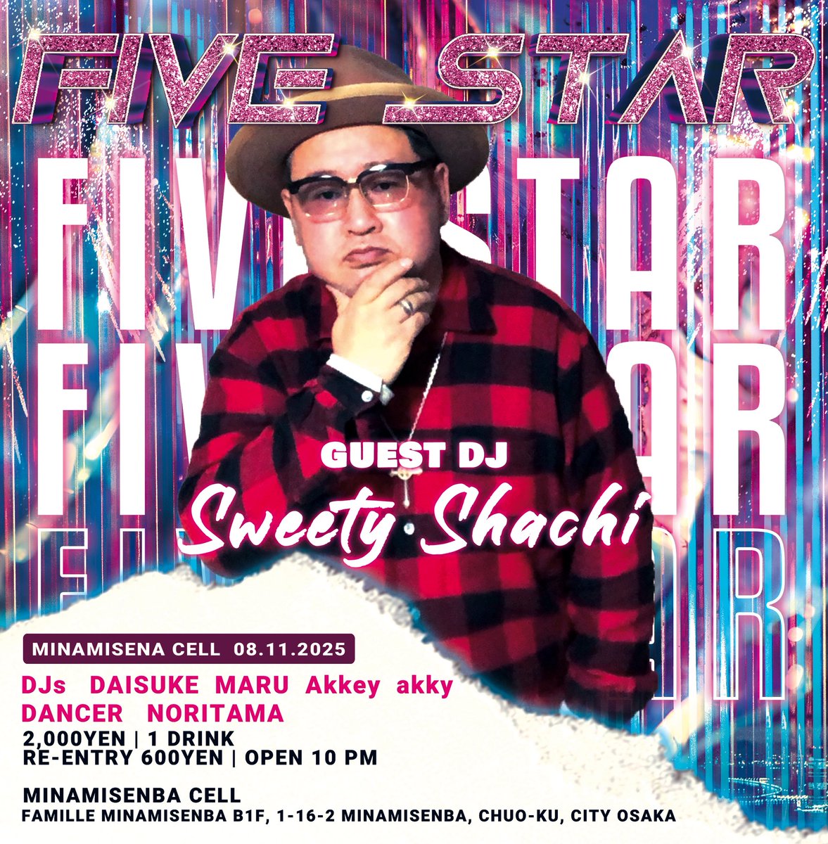djakkyplay's tweet photo. 今週土曜は #FiveStar 毎月第二土曜日開催！
#TikTok でお馴染みのHITナンバーからお馴染みまで幅広く楽しめるパラパライベント🌟
#eurobeat から #techno #trance #90s #j-pop など #オールジャンル のパーティー🎉
是非一度遊びに来て下さい✌️
#大阪 #ミナミ #クラブ #夜遊び #週末遊び #イベント https://t.co/fHEviBhQBU