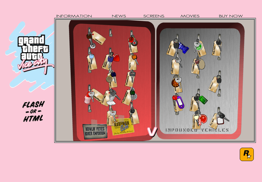 WebDesignMuseum's tweet image. Grand Theft Auto Vice City website in 2002

#WebDesignHistory