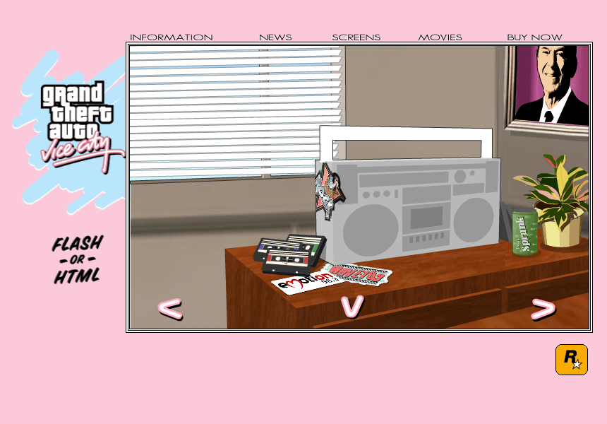 WebDesignMuseum's tweet image. Grand Theft Auto Vice City website in 2002

#WebDesignHistory
