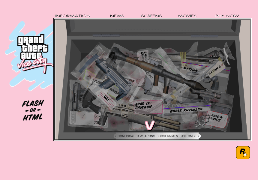 WebDesignMuseum's tweet image. Grand Theft Auto Vice City website in 2002

#WebDesignHistory