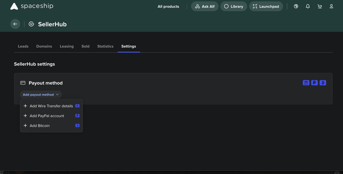 namecheapceo123's tweet image. You can now choose your payout method on Sellerhub at Spaceship.