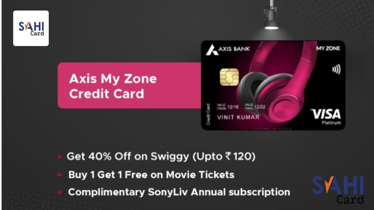 SahiCards's tweet photo. Get Axis MyZone Credit Card – Shop, Dine &amp; Chill!
👉 Apply Now: https://t.co/Tja1aZiaH7

🎬 Buy 1 Get 1 Free on movies
🍔 Save ₹2880 on Swiggy
🛍 ₹1000 Off on AJIO
🍽 15% Off on Dining
✈ Free Lounge Access + ⛽ 1% Fuel Waiver

#AxisMyZone #CreditCard #offers https://t.co/4R5LVmEdEU