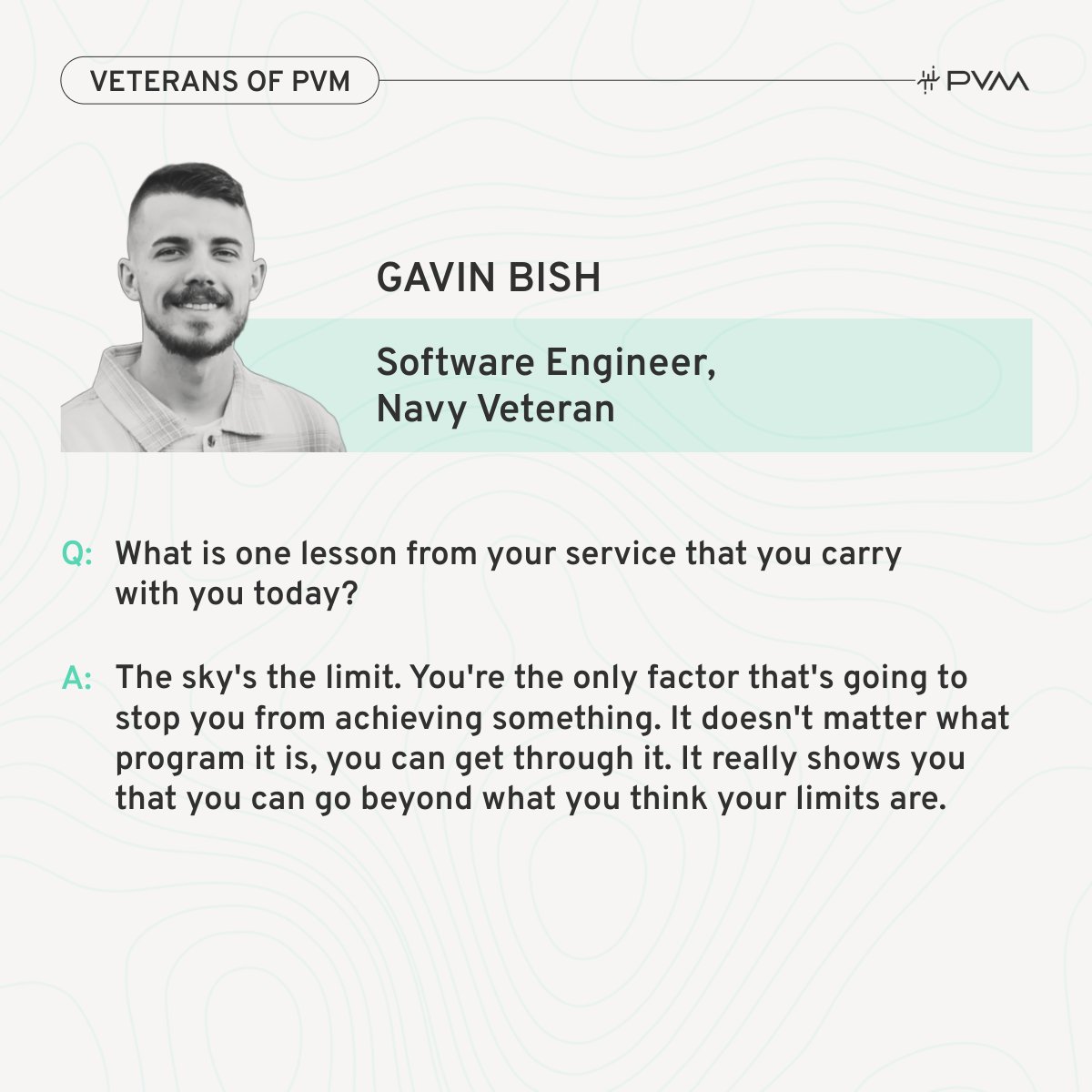 PVMGeeks's tweet image. We asked Gavin Bish, Software Engineer and Navy veteran, what enduring lesson from military service shapes his work today.

bit.ly/4oP3RPb

#NavyVeteran #VeteranEmployment #GovTech