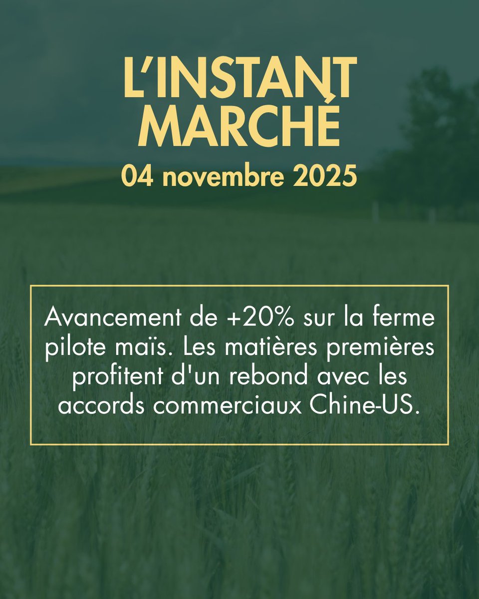 INSTANT MARCHÉ ! 

Avancement de +20% sur la ferme pilote maïs. Les matières premières profitent d'un rebond avec les accords commerciaux Chine-US.
f.mtr.cool/wzkyzyqdly