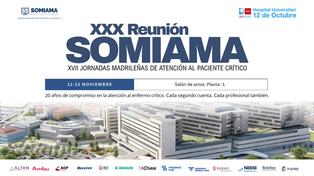🥼 XXX Reunión de la Asociación de Medicina Intensiva de la Comunidad de Madrid. XVII Jornadas madrileñas de atención al paciente crítico.

✅ Patologia abdominal crítica o la medicina intensiva fuera de la UCI son dos de los muchos temas a tratar.

+info. c.madrid/dbj3p1