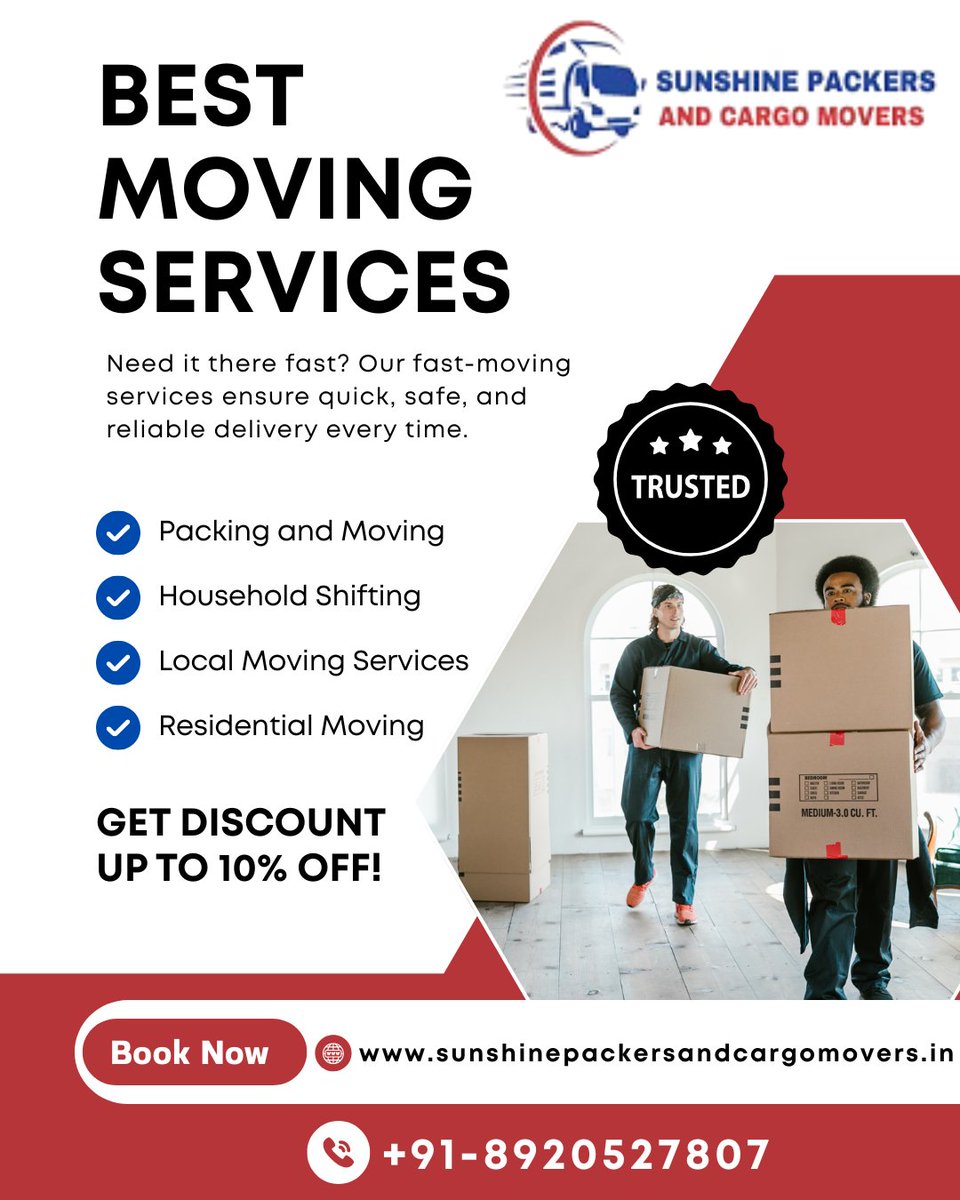 SunshineM83107's tweet image. We provides excellent packing and moving services for your goods from one place to another in Faridabad when you have to shift.
📞 +91-8920527807
#TrustedMovers #PackingAndMoving #ProfessionalMovers #Trustservices #SpecialistMoving