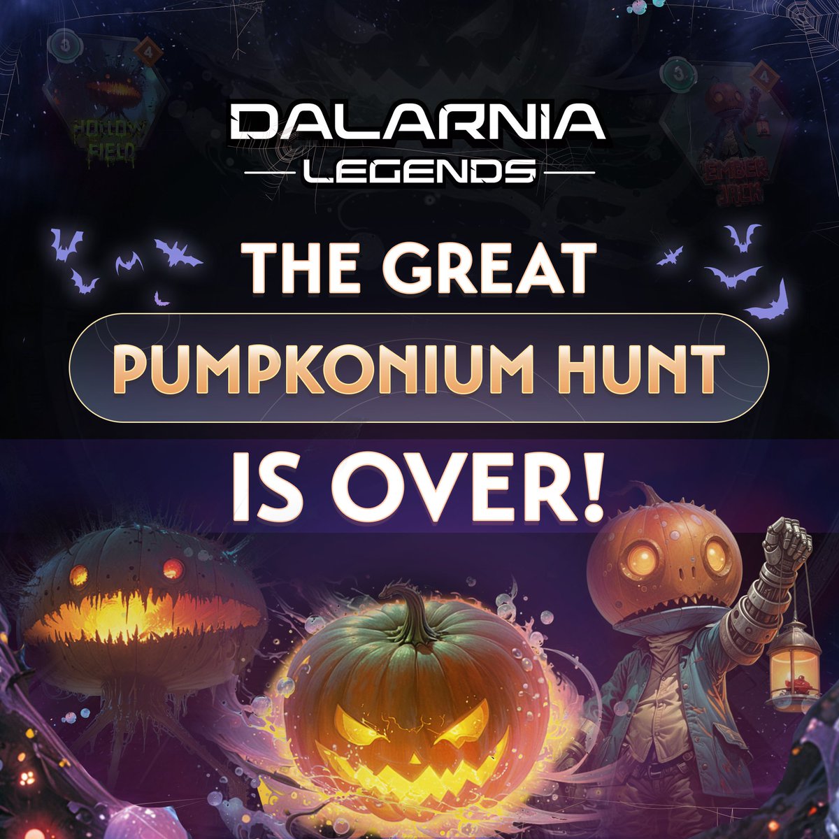 dalarnialegends's tweet image. The hunt is over 🦇

Big thanks to everyone who participated in the Great Pumpkonium Hunt! Congratulations to all who earned the exclusive #DalarniaLegends Halloween Cardback and Gameboard.

Important Reminder: The in-game items should be in your account, and the official NFT…