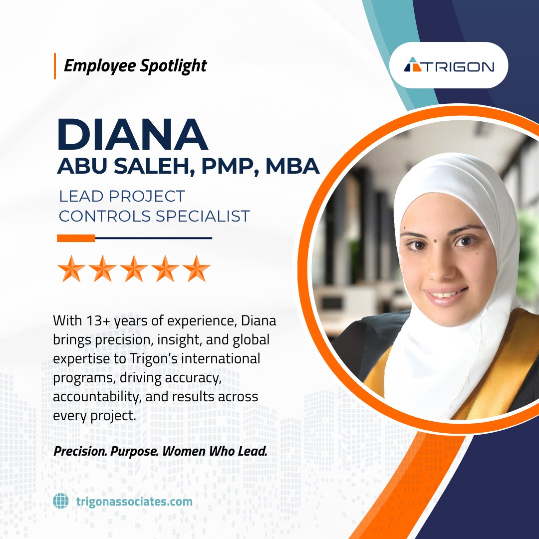 TrigonAssoc's tweet image. Women Who Lead: Meet Diana Abu Saleh, MBA, PMP! Diana brings expertise, focus, and leadership to every project she supports. Focused Precision. Strategic Insight. Women Who Lead. #Trigon #WomenWhoLead #WomenInSTEM #ProjectManagement #WomenInSTEM #PMP #WOSB #TeamTrigon