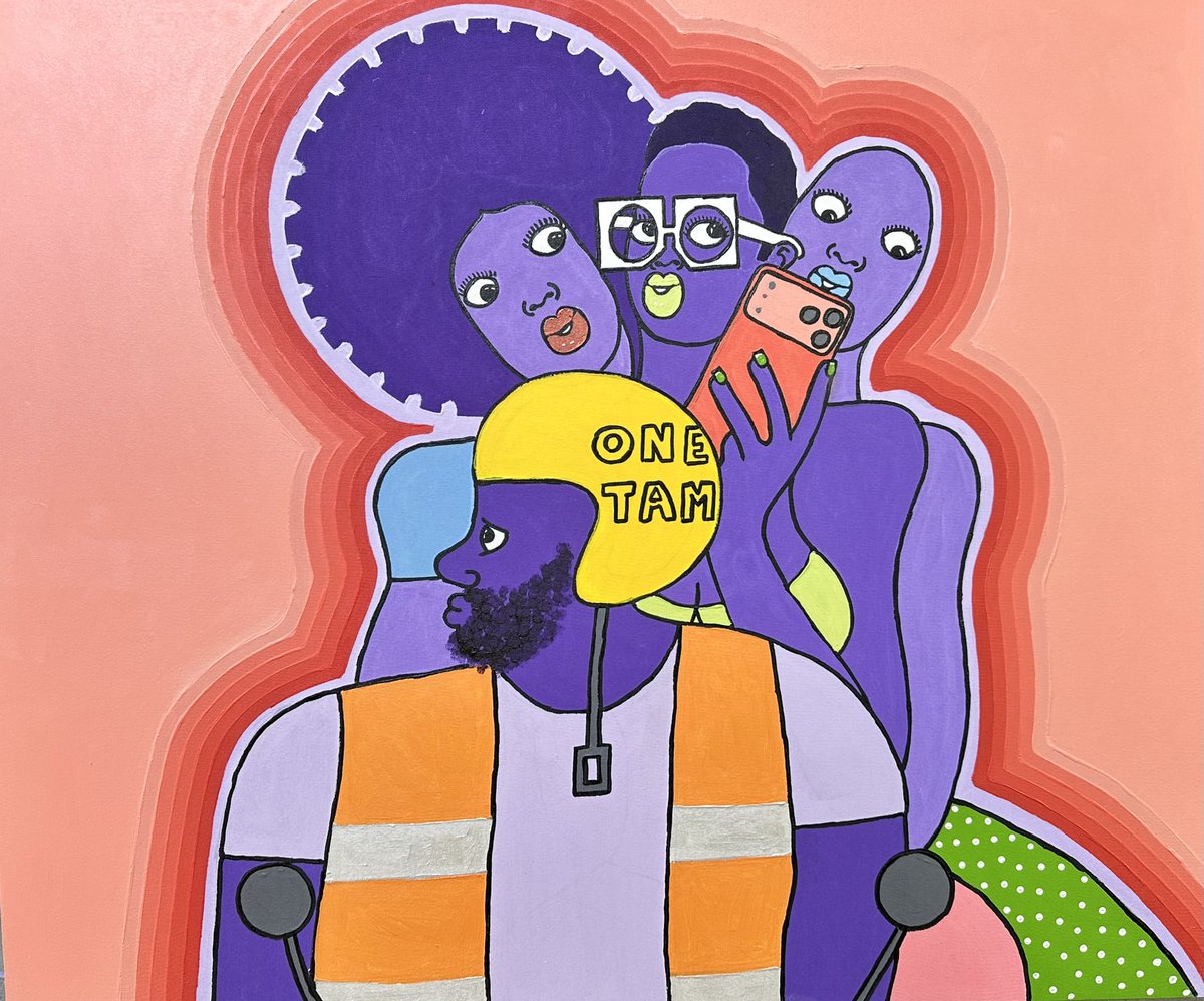 michaelsoi's tweet photo. Ndudhi  gang 
Acrylic on canvas 
120 by 100 cm 
4th November 2025
MS-25-166 https://t.co/w16fI1mEiT