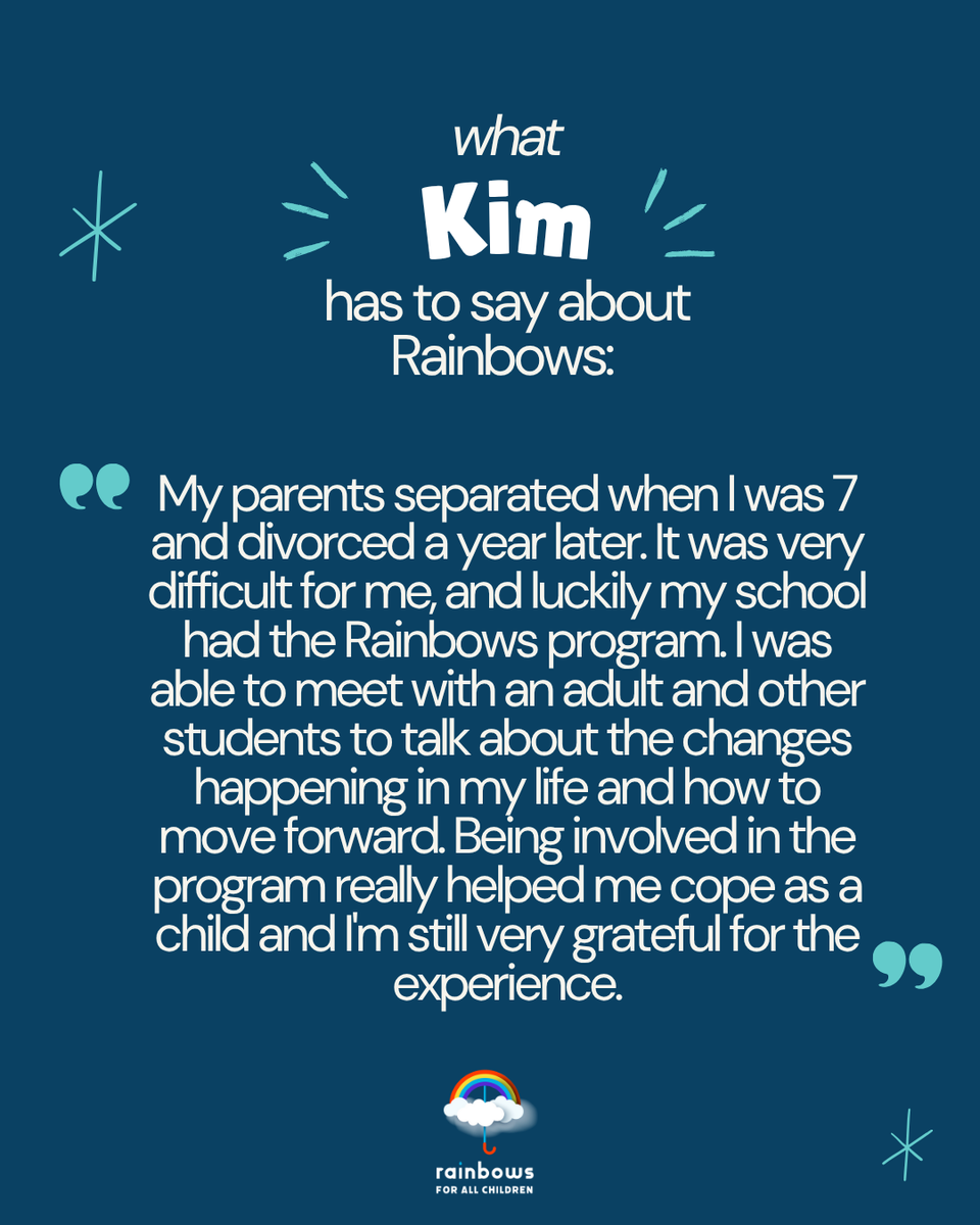 Rainbows' programs have long lasting positive effects and Kim shared her experience in Rainbows with us. #testimonial