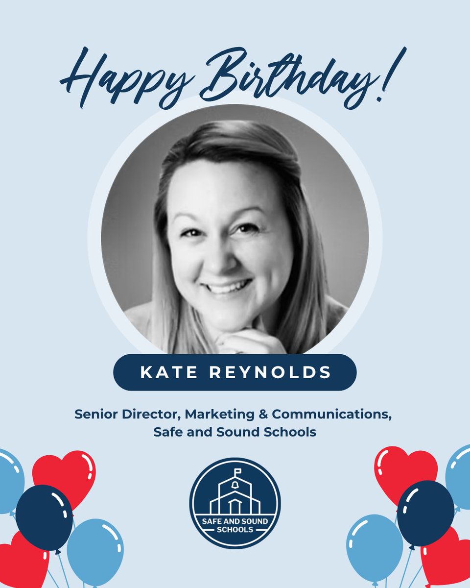 We are so excited to celebrate Kate Reynolds! Kate's creativity, strategic vision, and storytelling help share the mission of Safe and Sound Schools with communities across the country. 

Kate, wishing you a year ahead filled with inspiration, laughter, and continued impact!