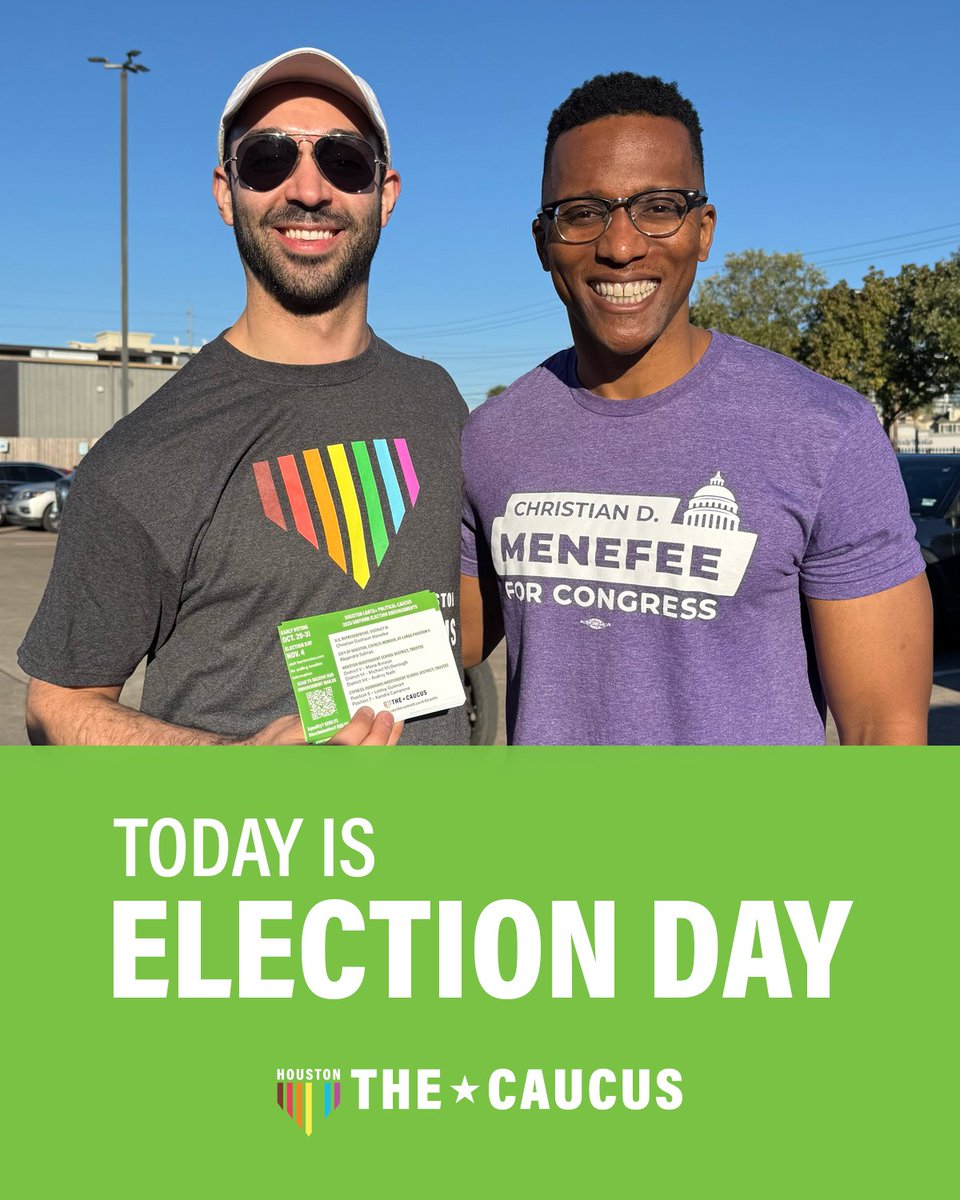 Today is Election Day! 🗳️ 

Polls are open 7️⃣a to 7️⃣p. As long as you're in line by 7p, you are allowed to vote. Download our endorsement card and make your voting plan.

✅ Endorsements: pac.thecaucus.org/endorsements
📍 Polling Locations: harrisvotes.com/Vote-Centers