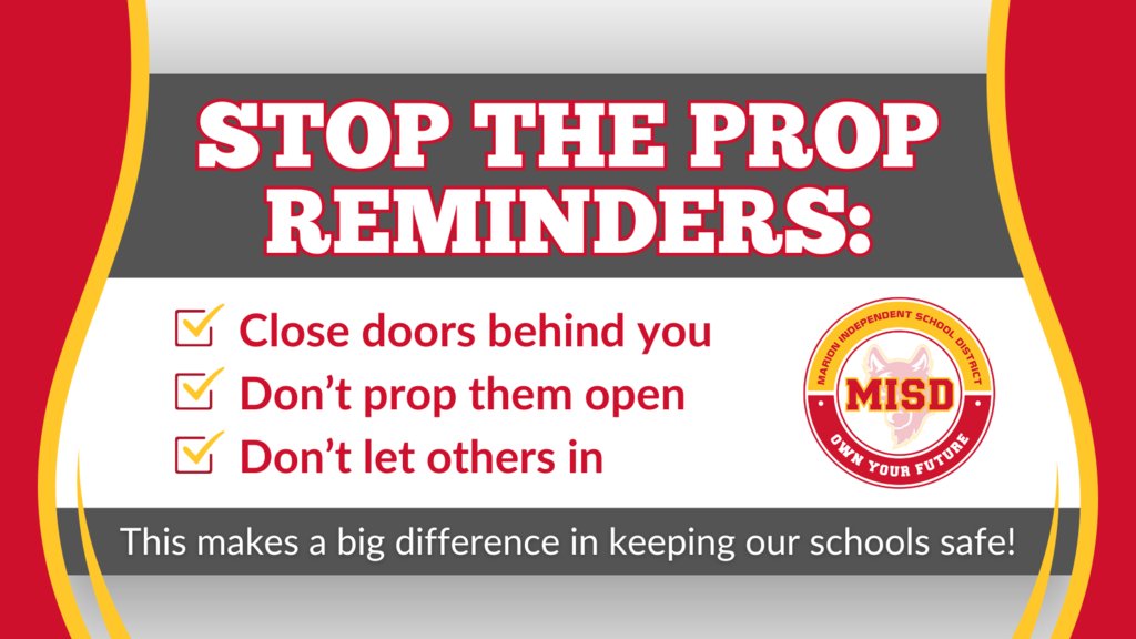Our schools are committed to creating safe, welcoming spaces for all. That’s why we’re participating in #StopTheProp, a statewide effort to build stronger safety habits. 🔐

Join us in making our schools safer, one closed door at a time.

#MISDInspire #MISDOwnYourFuture