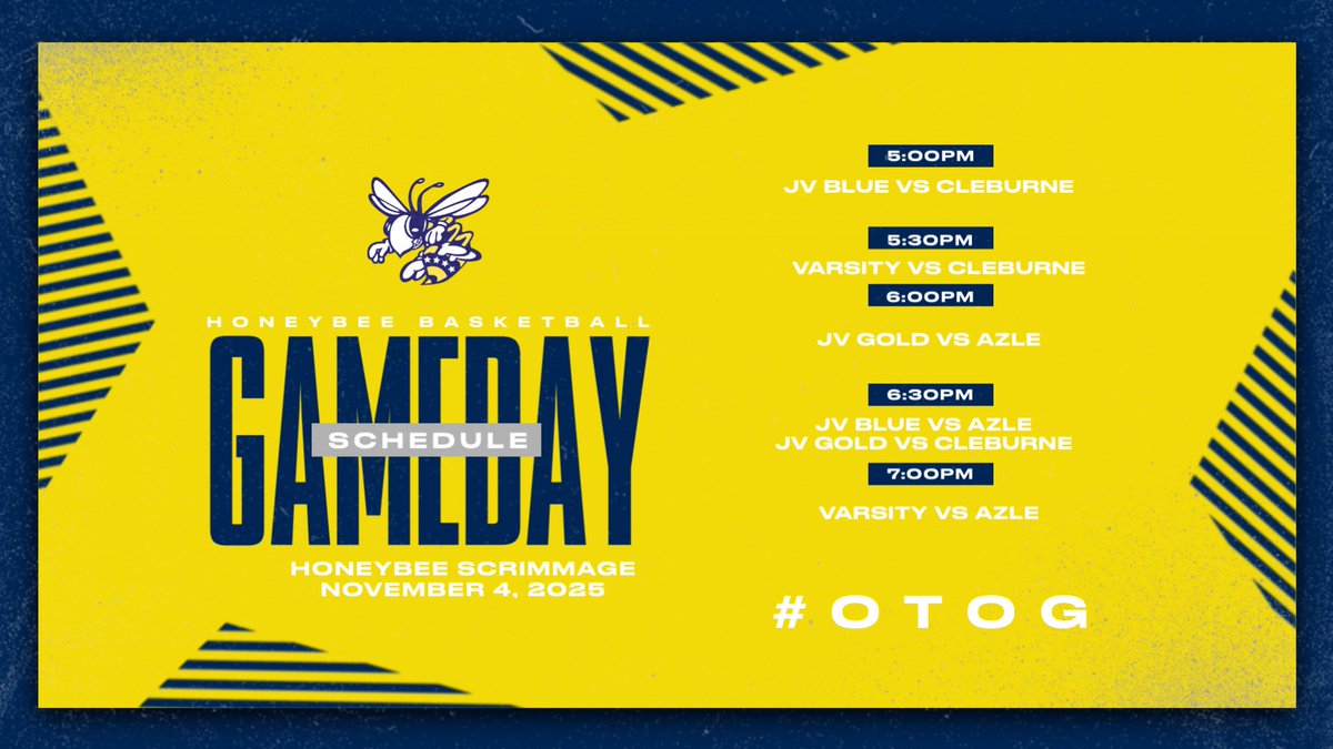 🚨SCRIMMAGE GAME DAY🚨

<a href="/HoneybeesBB/">@HoneybeeBasketball</a>  will have their final tuneup tonight at home against Azle and Cleburne in scrimmage action before the regular season begins next week! 
#OTOG
<a href="/coachjhodges21/">Jason Hodges</a> <a href="/sville_sports/">Stephenville Athletics</a> <a href="/stephenvilleisd/">Stephenville ISD</a>