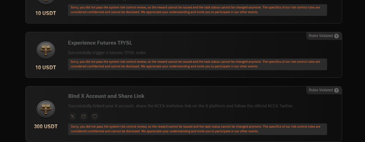 CryptoAhri's tweet photo. @KCEX_Official Probably false advertisement. They can’t even honor new user reward when I completed the task requirements. Look screenshot, @KCEX_Official  don’t even explain the reason and just denial automatically. I wouldn’t suggest anyone use it if they can’t honor what they advertise https://t.co/mC8rSdCZr0