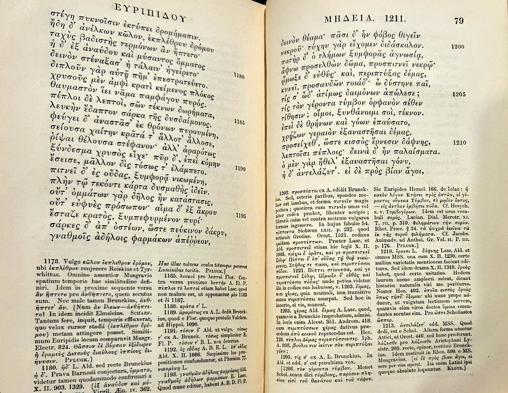 An unusually playful binding for the four tragedies of Euripides edited by Richard Porson. Work done in 1951...  by A.L. Peck?