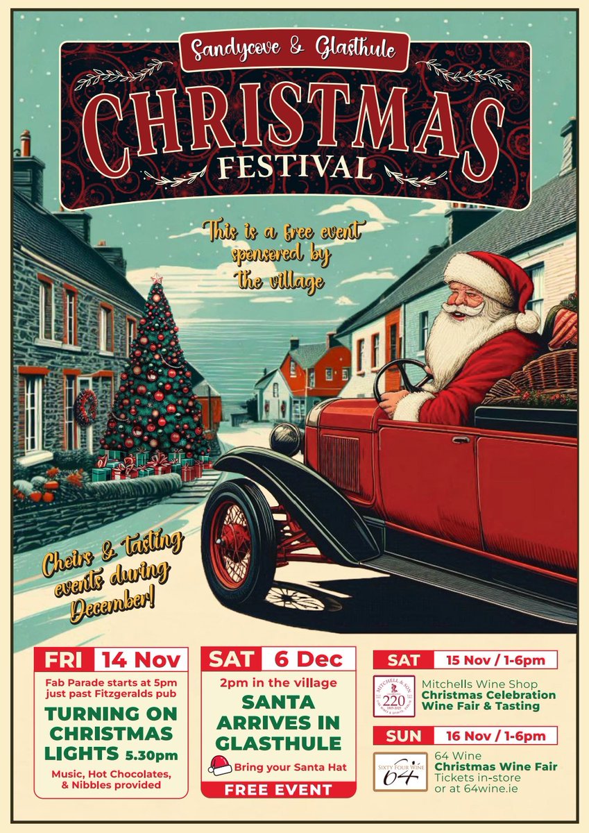 mitchellandson's tweet image. Looking forward to Christmas in Glasthule Village! Don&apos;t forget to visit Mitchell &amp;amp; Son&apos;s Christmas Celebration Wine Fair &amp;amp; Tasting in store on Saturday 15th November, from 1 - 6pm.

For more information, call our Glasthule store on 01 230 2301.

#FestiveWines #Glasthule