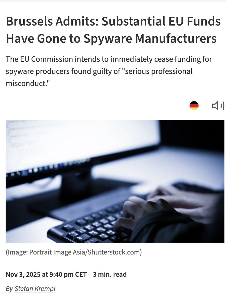 jsrailton's tweet image. CONFIRMED: substantial🇪🇺EU money went to spyware companies.

@EU_Commission now says it will "immeidately" stop funding some. But questions remain.

We first learned this thanks to @criticalvas @FTM_eu &amp;amp; partners digging.

Then 39 MEPs from 4 groups leaned in &amp;amp; and demanded…