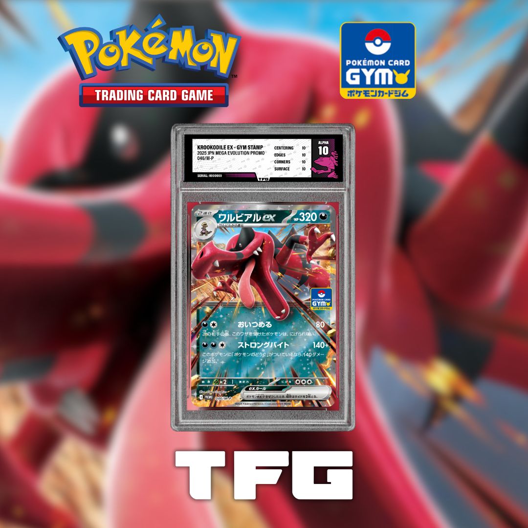 treefroggrading's tweet image. November&apos;s Gym Promo series in Japan includes this awesome Krookodile ex!

Introduced in Gen V, this Pokémon also stars in the recently released Legends Z-A, featuring a strong Alpha variant in one of the Wild Zones within the game.

#Pokemon #TCG #Krookodile #TreeFrogGrading