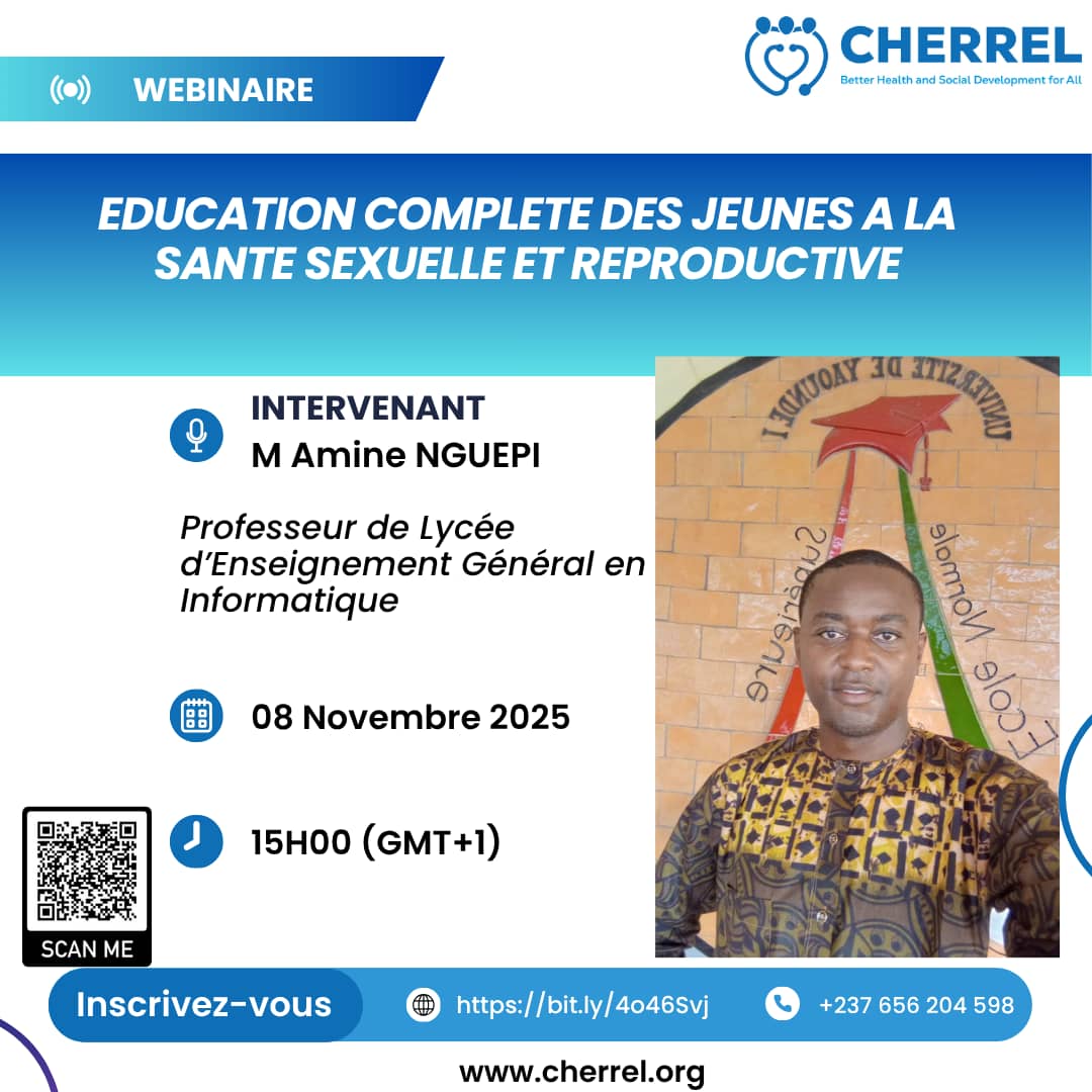M. Amine Nguepi, Professeur des Lycées, nous partagera les différentes techniques utilisées pour sensibiliser nos enfants sur la santé sexuelle, ainsi que l'impact que peut avoir le manque d'informations sur leur réussite académique

Inscrivez-vous ici 👇🏾
bit.ly/4o46Svj