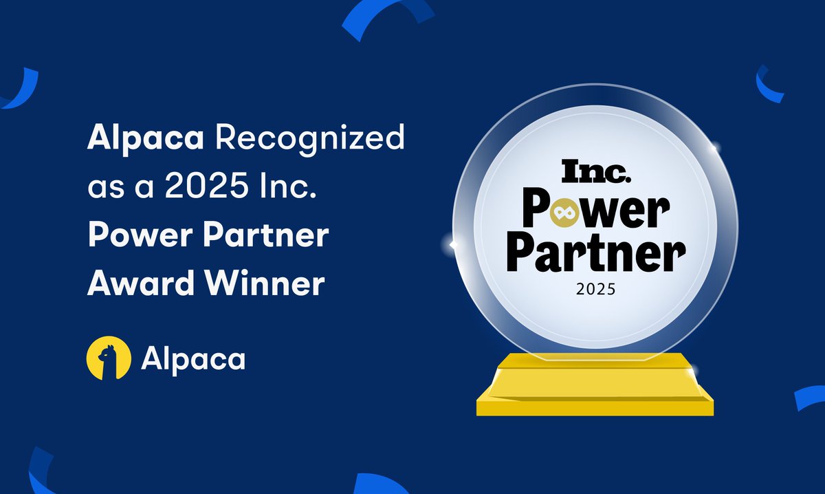 Alpaca is helping power the future of fintech, one partner at a time, and we're excited to be named an <a href="/Inc/">Inc.</a>. Magazine Power Partner for 2025! 🎉

This award is a huge honor, recognizing how Alpaca is helping both ambitious startups and global leaders, innovate and scale.

Thank
