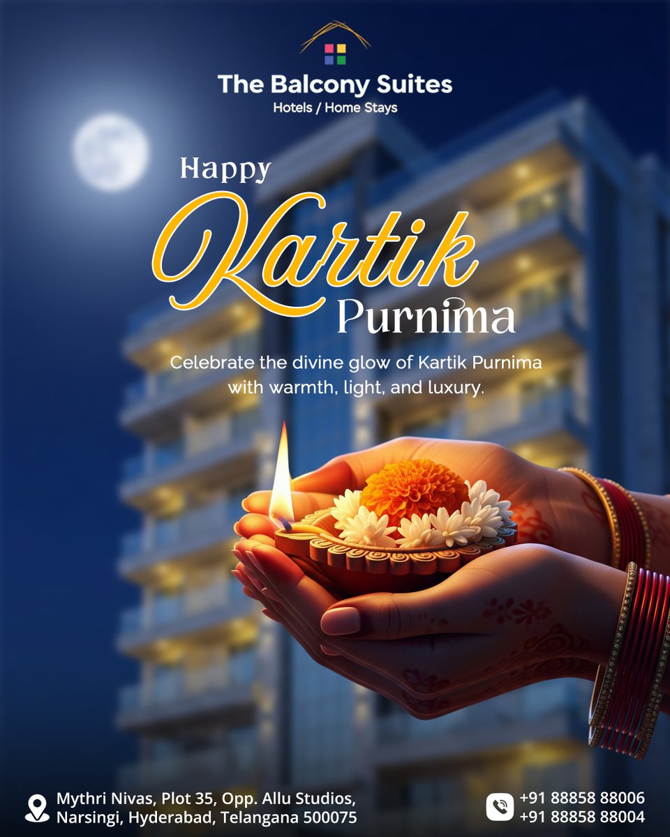 Balcony_Suites's tweet photo. Celebrate the divine glow of Karthika Purnima with warmth, light, and luxury — only at The Balcony Suites.

Book Your Stay Now!
call:++91 88858 88006,+91 88858 88004
Visit:https://t.co/PRtHDokNup

#KarthikaPurnima #TheBalconySuites #FestivalOfLight #DivineGlow https://t.co/HaEkuBDXao