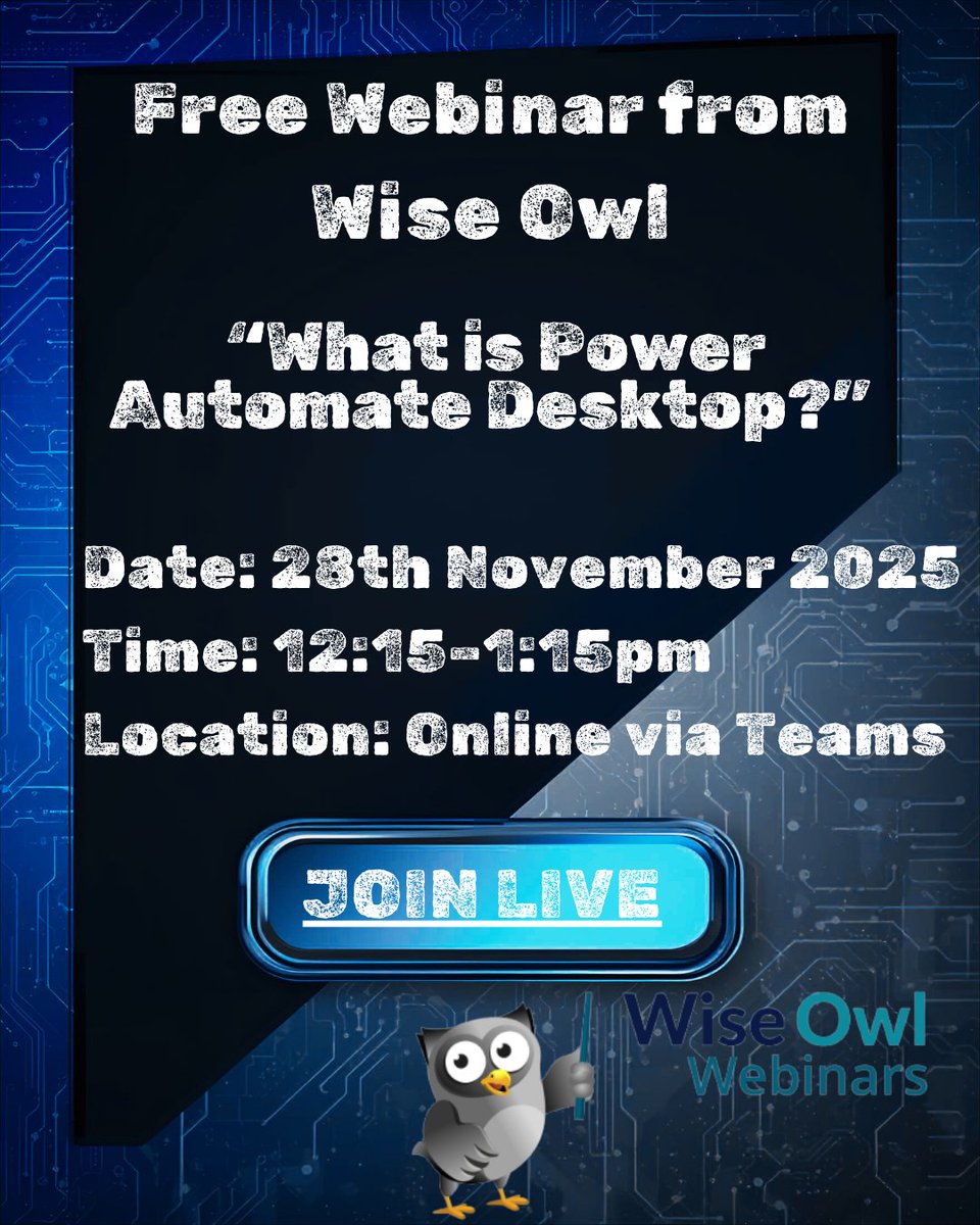 Introducing Wise Owl Webinars: our brand-new series of free webinars designed to give you a tasty bite of Microsoft know-how, all in under an hour. wiseowl.co.uk/other-blogs/bl…
