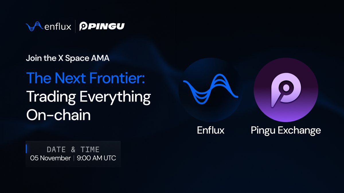 Excited to have our frens from <a href="/PinguExchange/">PINGU</a> for an upcoming X Spaces

Our CGO Julius Walkenhorst will be joining the discussion with <a href="/p1337x_/">1337pingu</a>  and <a href="/0xPongi/">0xPongi</a>  to talk about:

The Next Frontier: Trading Everything Onchain

🗓 Wednesday, Nov 5th
🕙 9AM UTC
🎧 Set your Reminders:
