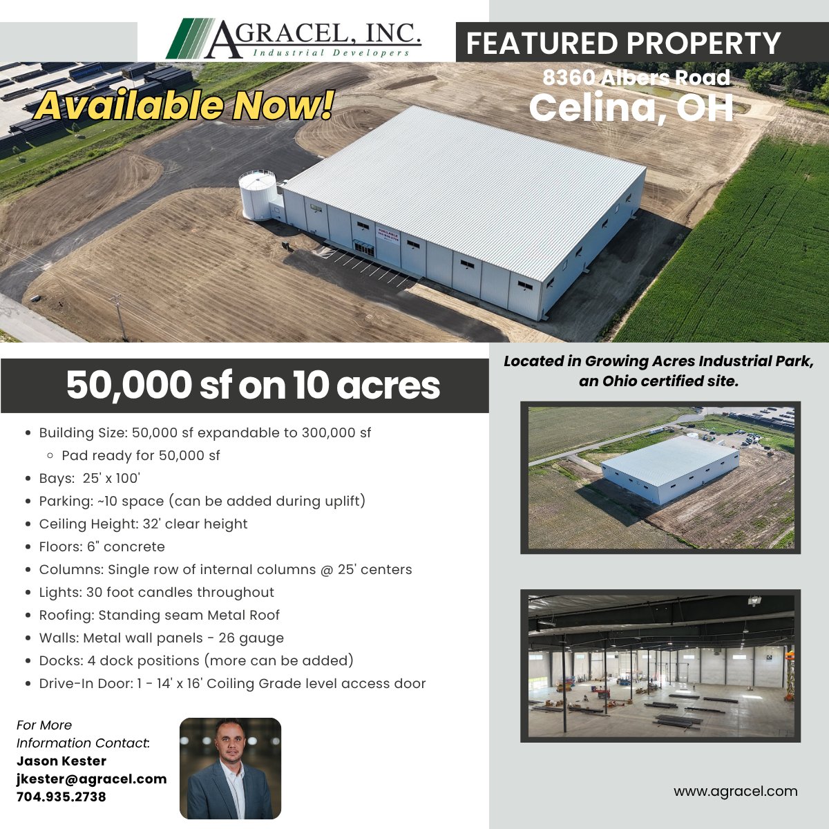 GrowWithAgracel's tweet image. Reach out to Jason Kester for more information this Build-Out-Ready facility in Celina, OH! This building can be finished to meet your operation&apos;s needs! 
#WeDevelop #MoreThanJustBuildings