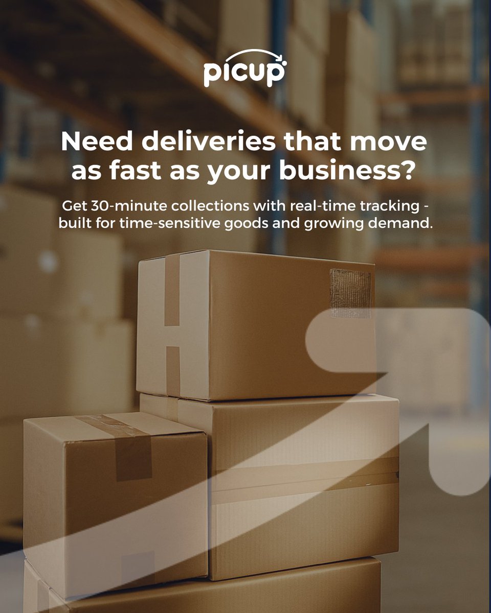 PicupSA's tweet image. Deliveries that move at the speed of your customers.

Picup’s On-Demand Delivery keeps you in control with 30-minute collections, smart dispatch, and real-time tracking &amp;gt; picup.co.za

#Picup #Logistics #DeliverySimplified