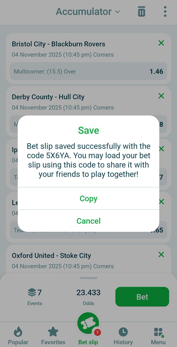 Sportsbet001's tweet photo. Championship Corners not to Assume 🔥🔥🥳
🎯 5X6YA
#22Bet

Let's win together 👉🏾 https://t.co/TX4OJ8NV4g
Use Promocode SPORTSBET to enjoy instant Bonus of upto 300% to Bet &amp; Withdraw 💯✅ https://t.co/ogxs81cV1B