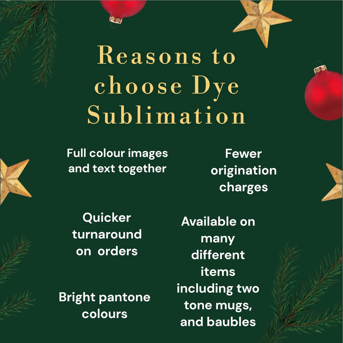 DesignsCeramic's tweet image. Expand your brand this festive season, in the best way possible by choosing Dye sublimation.
Full colour prints, and an array of products to choose from even BAUBLES!
Contact our team to open many more opportunities  for you and your brand.