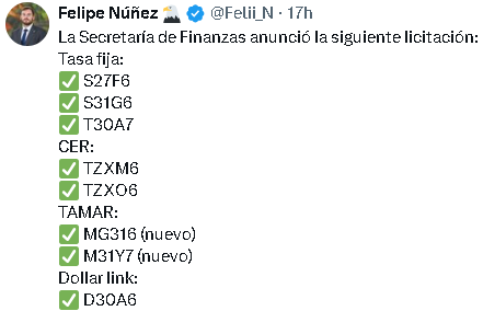 EcoGross's tweet photo. Este miércoles vencen cerca de AR$ 10b, veremos si se repite el punto Anker (se vuelcan pesos al mercado, con efecto en tasas y/o tipo de cambio), o se renueva todo con vencimientos más largos (todos mayores a 100 días)

vía @Felii_N https://t.co/Tkx9PU6zZW