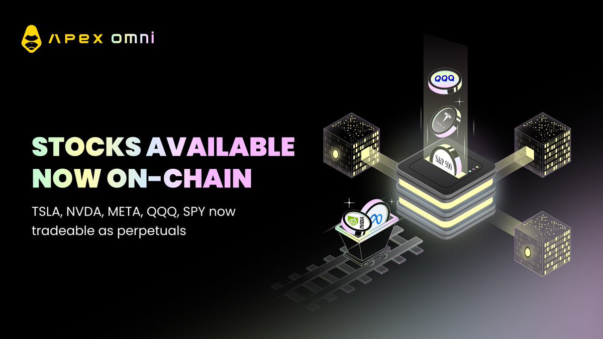 ApeXProtocolJP's tweet image. 🗣️株式パーペチュアル取引が #ApeXOmni に登場！

@chainlink の RWA価格フィード によって稼働。
大手DeFiプロトコルと同じオラクル基盤を採用し、リアルな株価をオンチェーンで、機関レベルの信頼性で提供。

Phase 1 スタート！
まずは5銘柄から取引可能。…