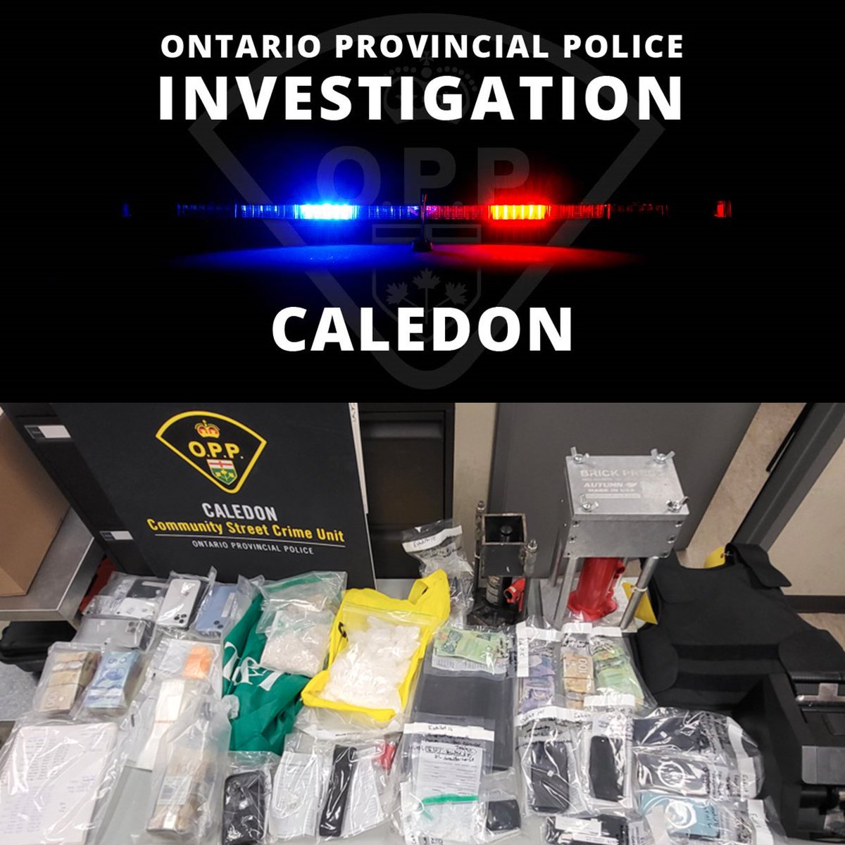 Members of the Community Street Crime Unit (CSCU) from #CaledonOPP have laid numerous charges against seven individuals following a recent warrant execution.

In summer 2025, the Caledon CSCU entered into a drug trafficking investigation. With the assistance of numerous CSCU's