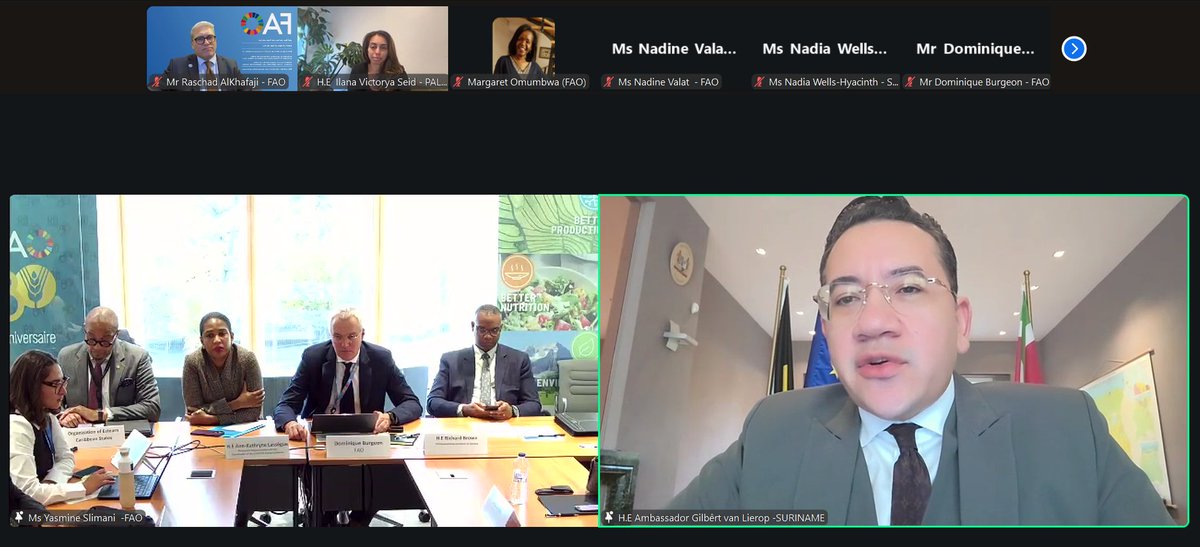 Thank you, Ambassador Gilbêrt van Lierop of Suriname to Belgium, Austria &amp; the EU, for your concrete &amp; constructive action proposals for climate financing during the 9th SIDS Solutions Dialogue organized by <a href="/FAOBrussels/">FAO Brussels</a> together with <a href="/FAONewYork/">FAO in New York</a>, <a href="/FAOGeneva/">FAOGeneva</a> &amp; <a href="/FAOSIDS/">FAO working with SIDS, LDCs and LLDCs</a>.