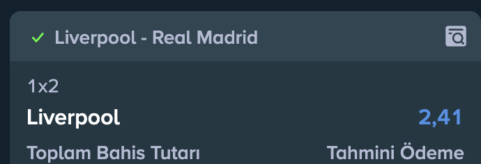 Liverpool - Real Madrid  🎯

Liverpool Kazanırsa 20 Kişiye 10000₺ Verelim Rt Yapıp Takip Edenler Arasından Seçeriz 💰

Ayrıca Kanal'da Olmayanları da Beklerim Dostlar Ödülsüz Geçen Tek Gün Yok ;

 t.me/Pablolivebets

#RealMadrid #LiverpoolFC #uefachampionsleague